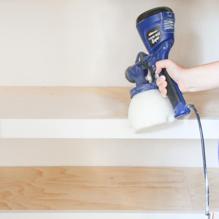 Give your closet a much needed makeover by painting the walls and shelves with the HomeRight Super Finish Max paint sprayer.