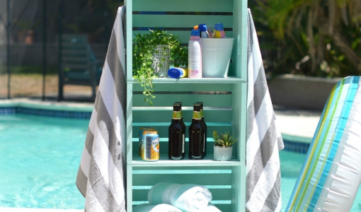 Pool Towel Rack and Storage Area