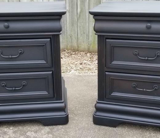 vintage black nightstands after