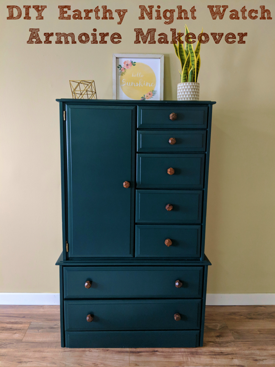 How to Paint an Armoire with Night Watch Paint Color and Wooden Knobs