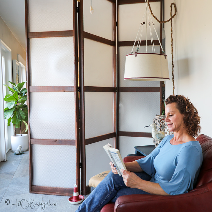 Learn how to create a simple three panel room divider to provide privacy, but plenty of light filtration, in your living space.