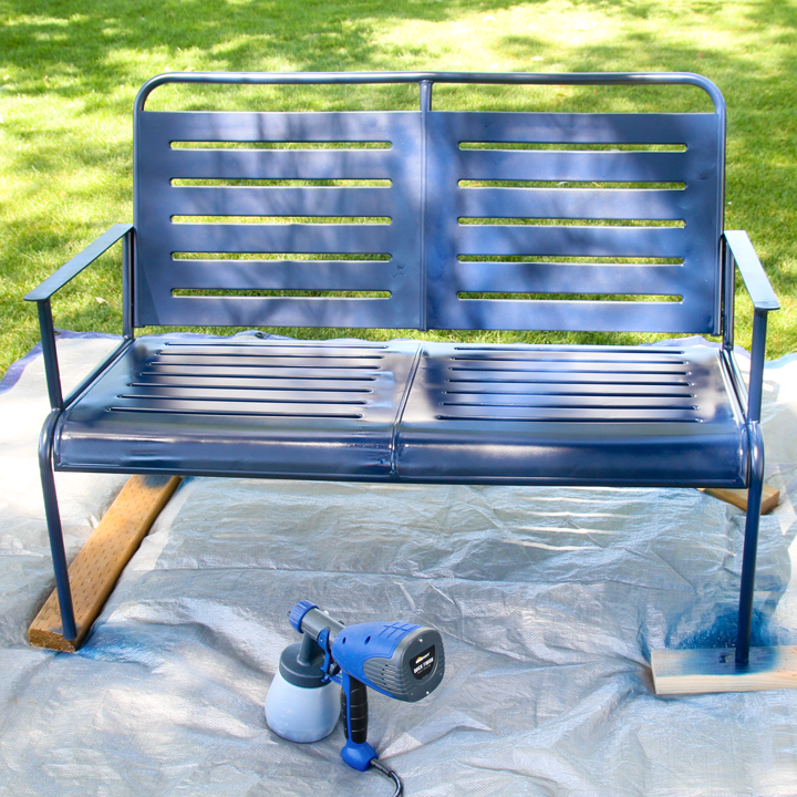 metal garden bench drying
